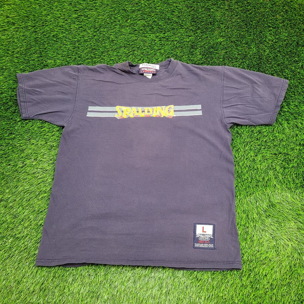 Vintage 90s Spalding Athletic Shirt Large 23x28 Faded-Blue